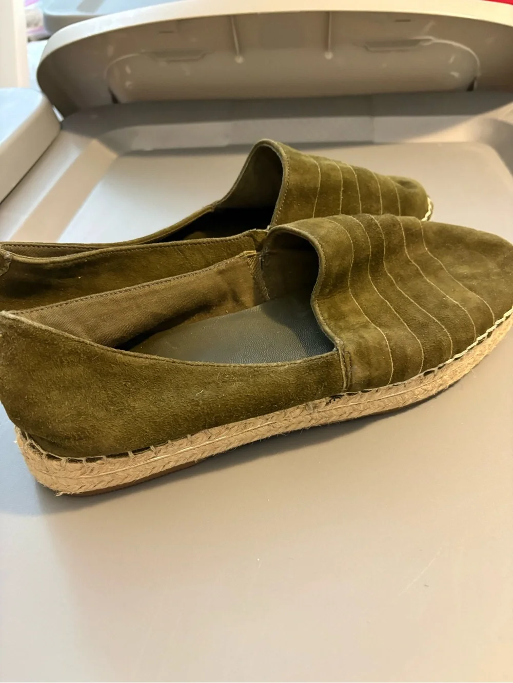 Aldo Olive Green boho Suede Espadrille Flats summer Women’s 8.5 EU 39 vacation